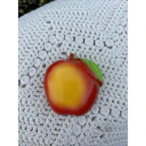 Vintage Apple Wall Hanging Chalk Ware Cute! Boho Cottagecore Fruit Chalkware